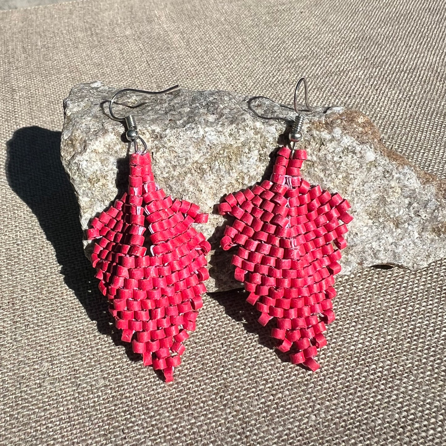 Ceramic Bead Earrings - Leaf-Shaped (More Colors Available)