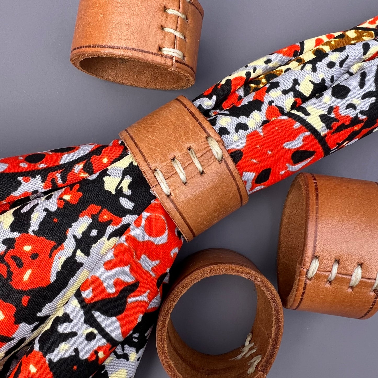 Leather Stitch Detail Napkin Rings