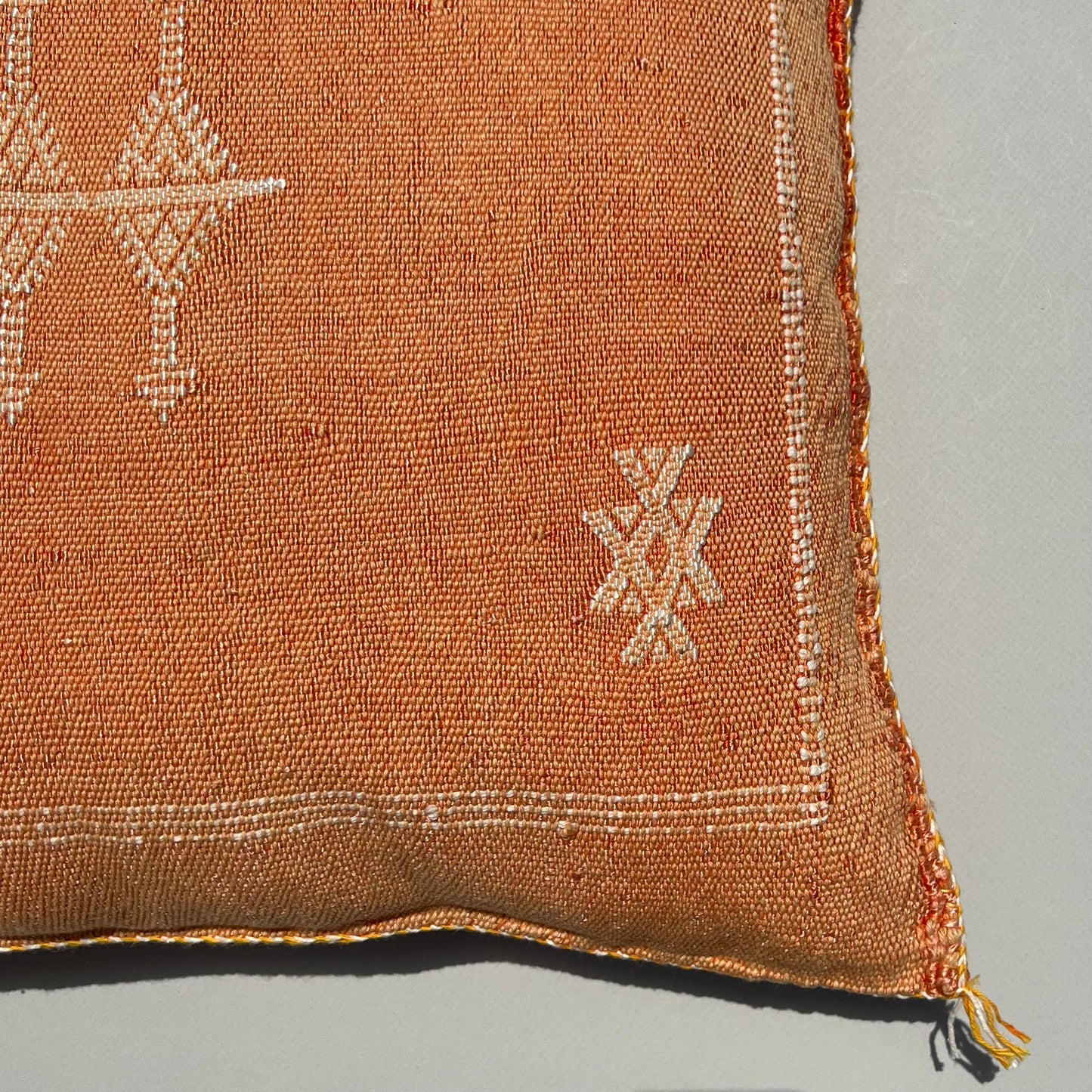 Peach Sabra Cactus Silk Kilim Pillow Cover | Handwoven Moroccan Home Decor