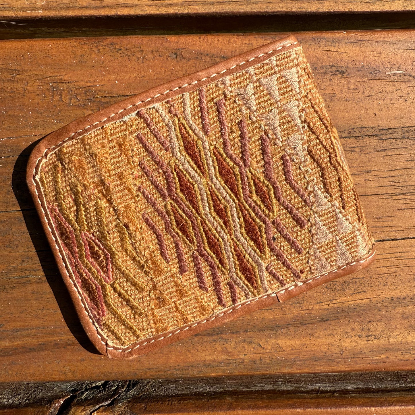Brown Huipil & Leather Men's Wallet