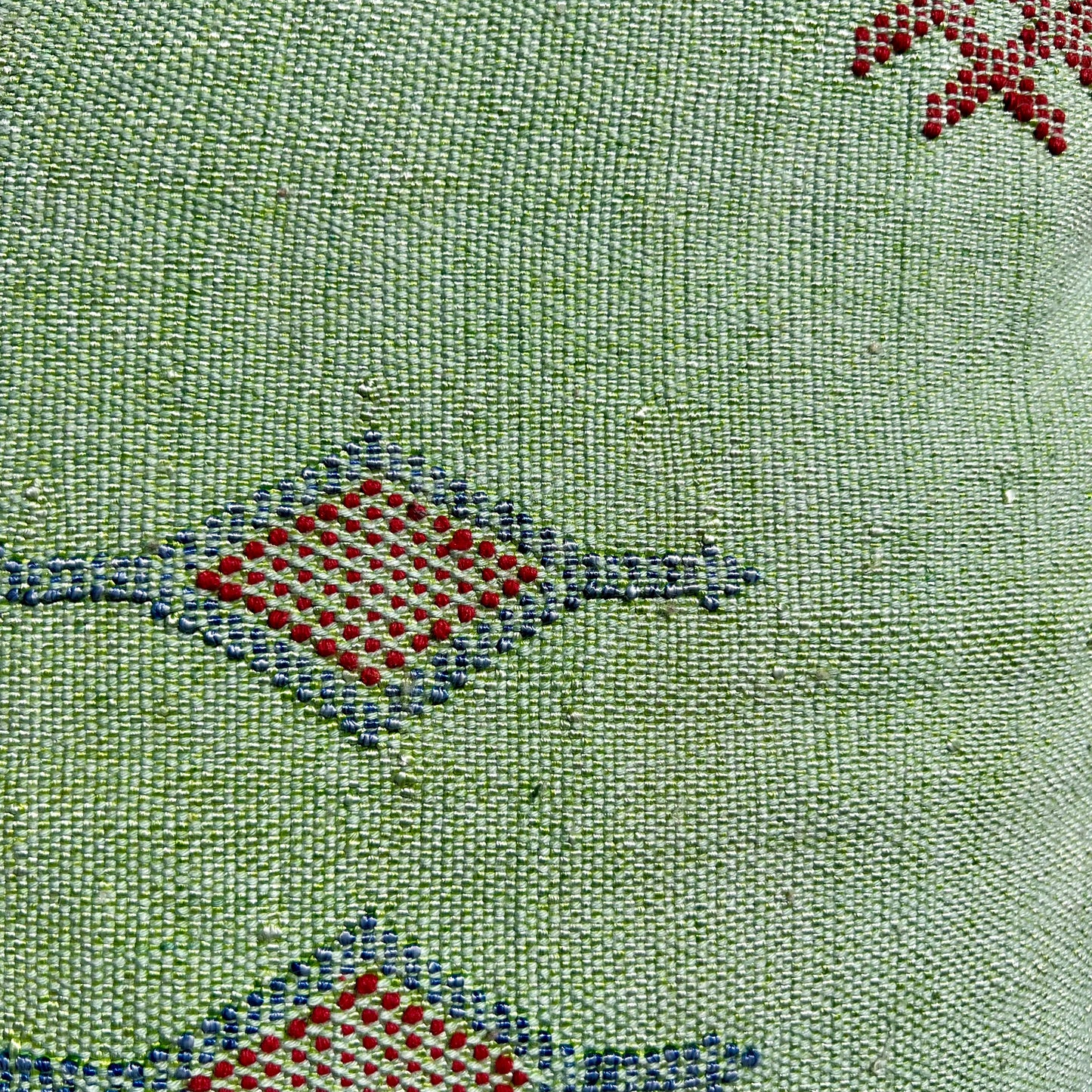 Green Sabra Cactus Silk Kilim Pillow Cover | Handwoven Moroccan Home Decor