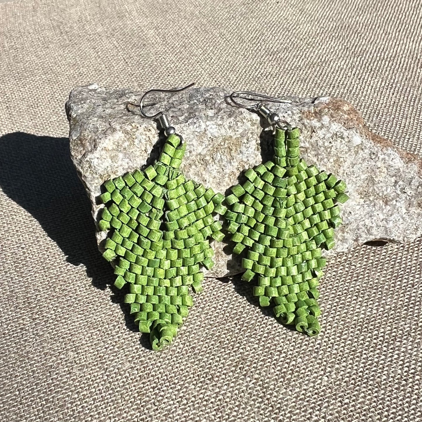 Ceramic Bead Earrings - Leaf-Shaped (More Colors Available)