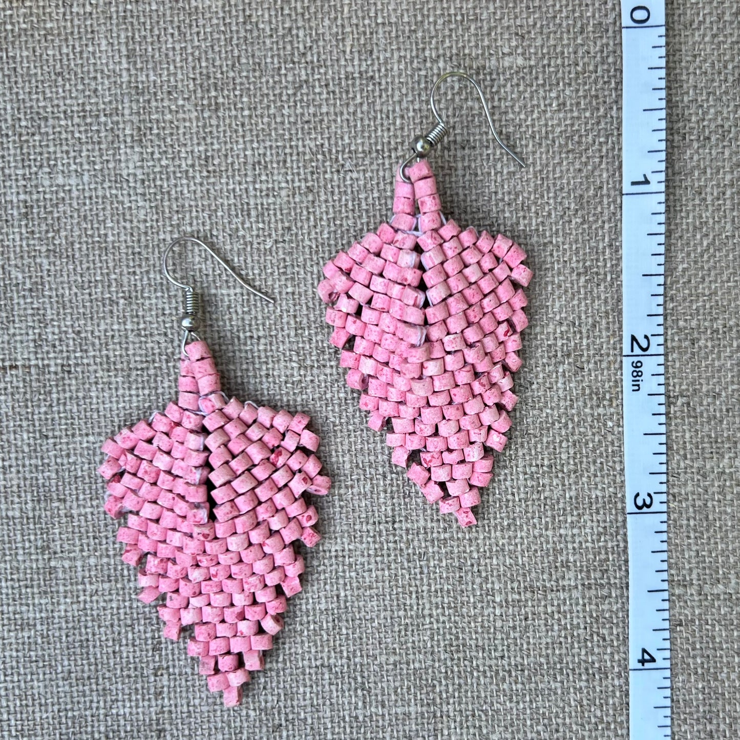 Ceramic Bead Earrings - Leaf-Shaped (More Colors Available)
