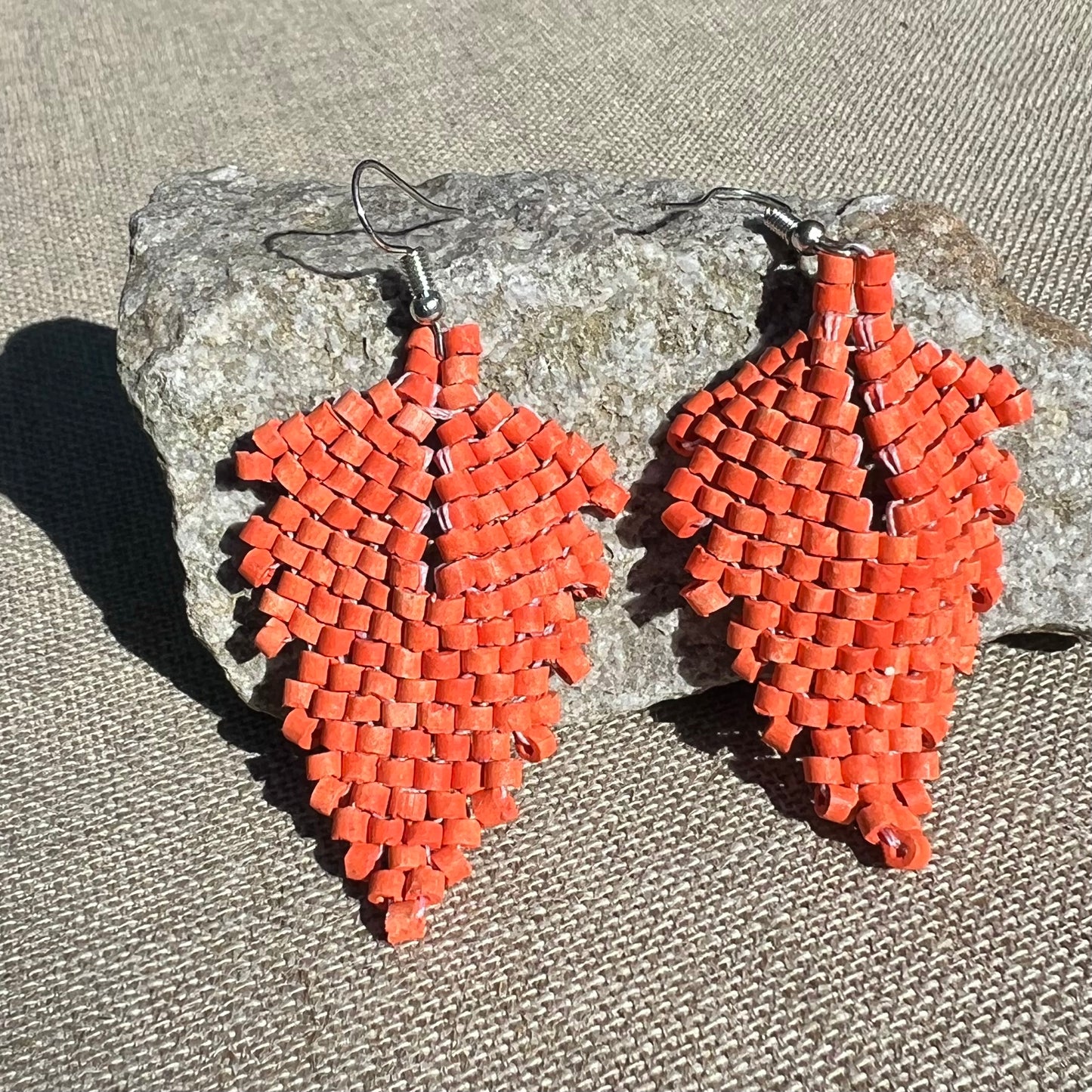 Ceramic Bead Earrings - Leaf-Shaped (More Colors Available)