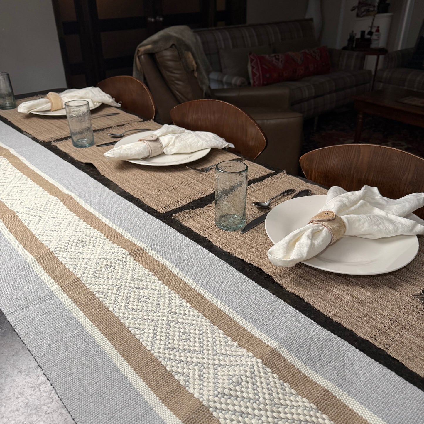 Handwoven Cotton Table Runner made in Oaxaca Mexico