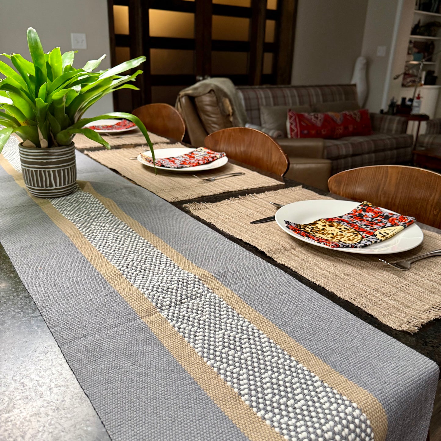 Handwoven Cotton Table Runner - Made in Oaxaca, Mexico