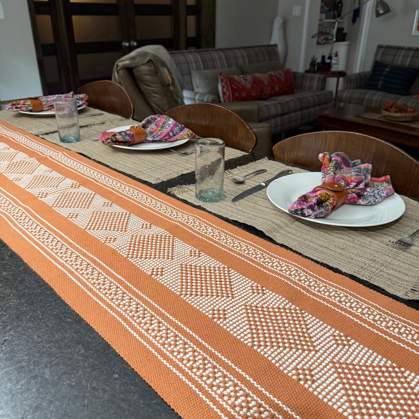 Handwoven Cotton Table Runner - Made in Oaxaca, Mexico