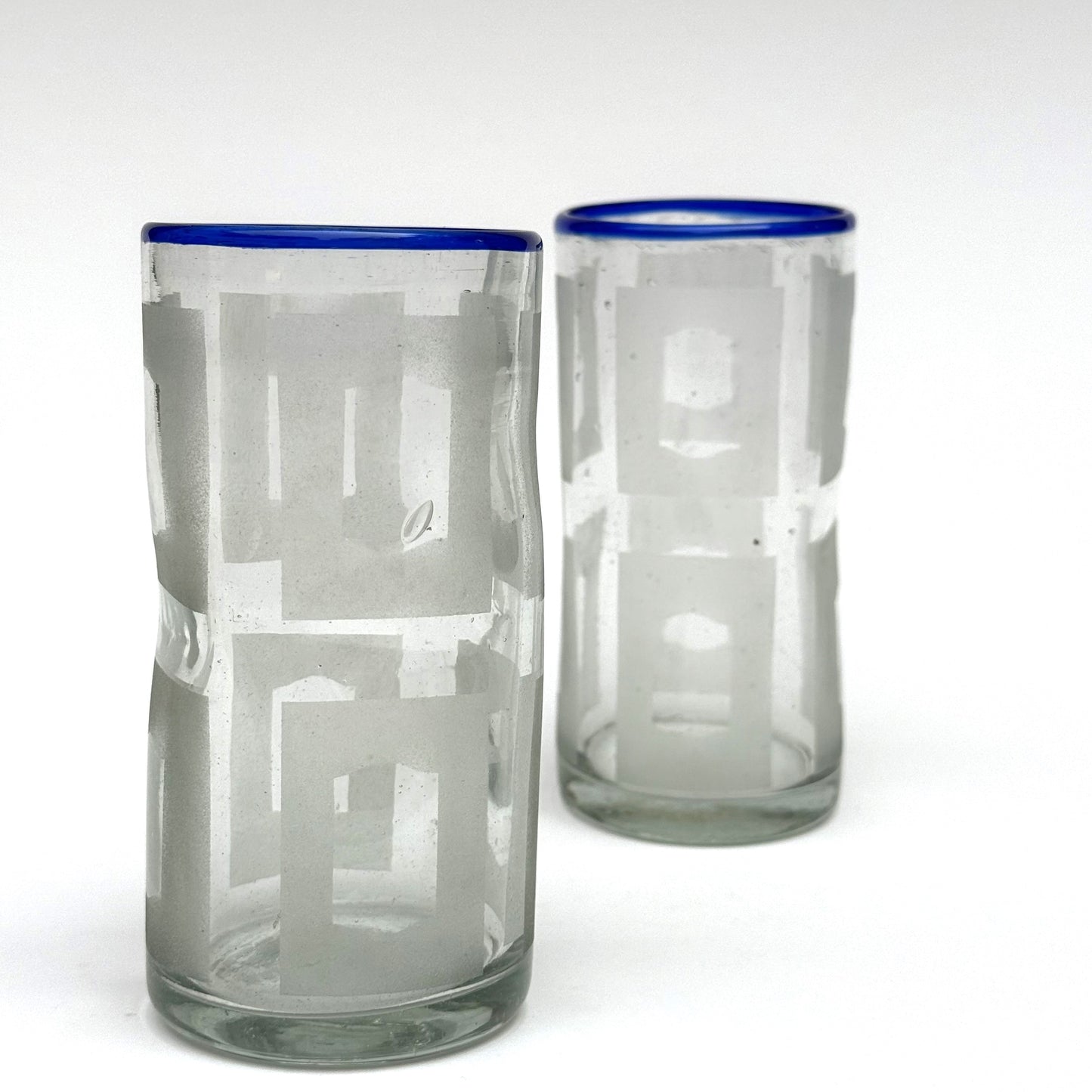 Handblown Etched Juice Glass, Set of 2