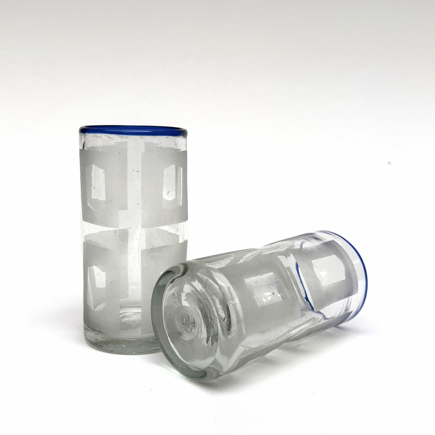 Handblown Etched Juice Glass, Set of 2