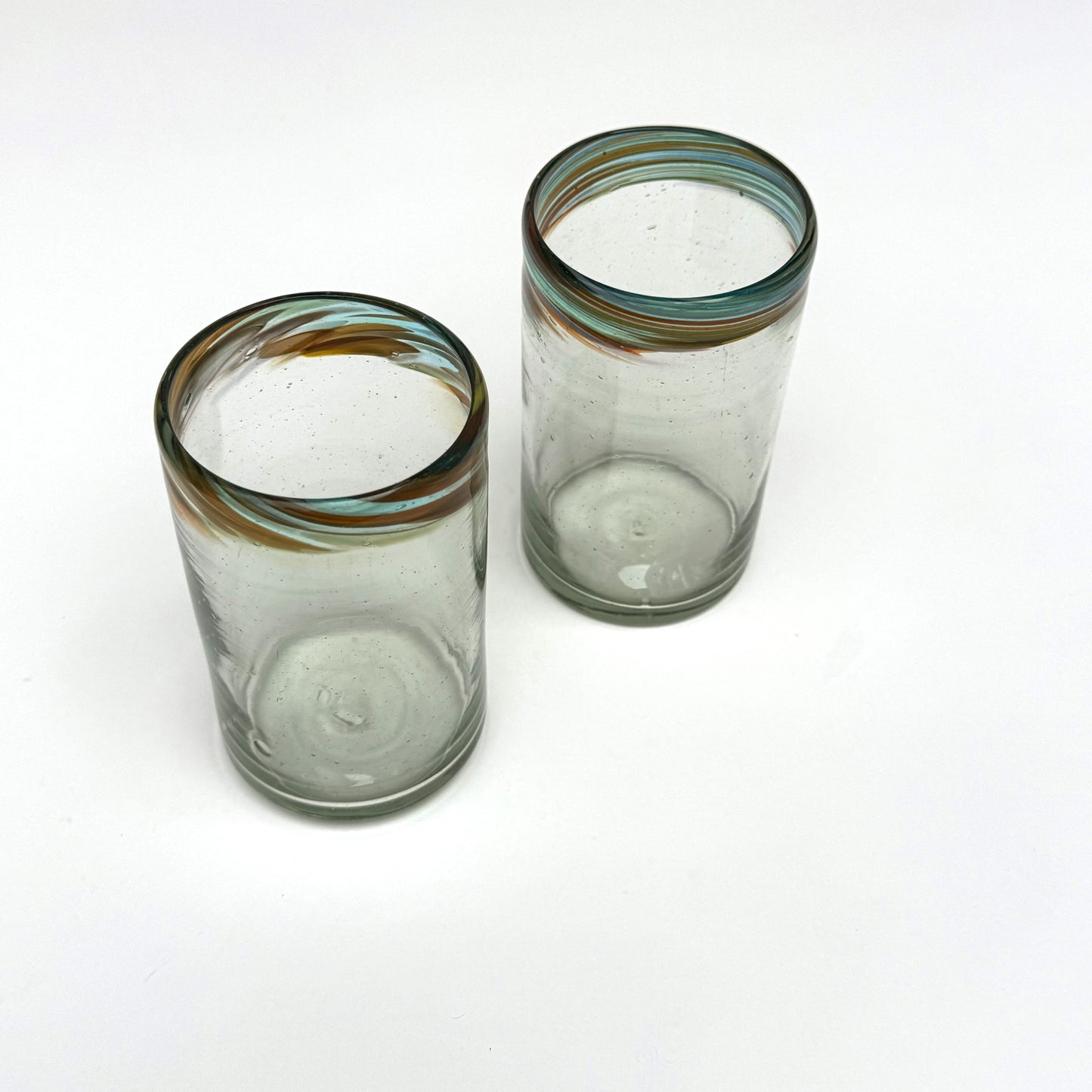 Handblown Water Glass with Confetti Rim, Set of 2