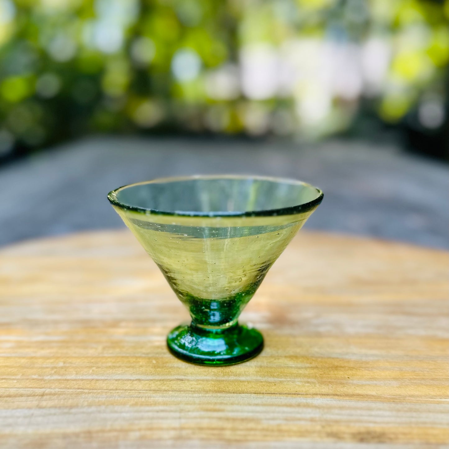 Handblown Green Martini/Margarita Glasses, Set of 2