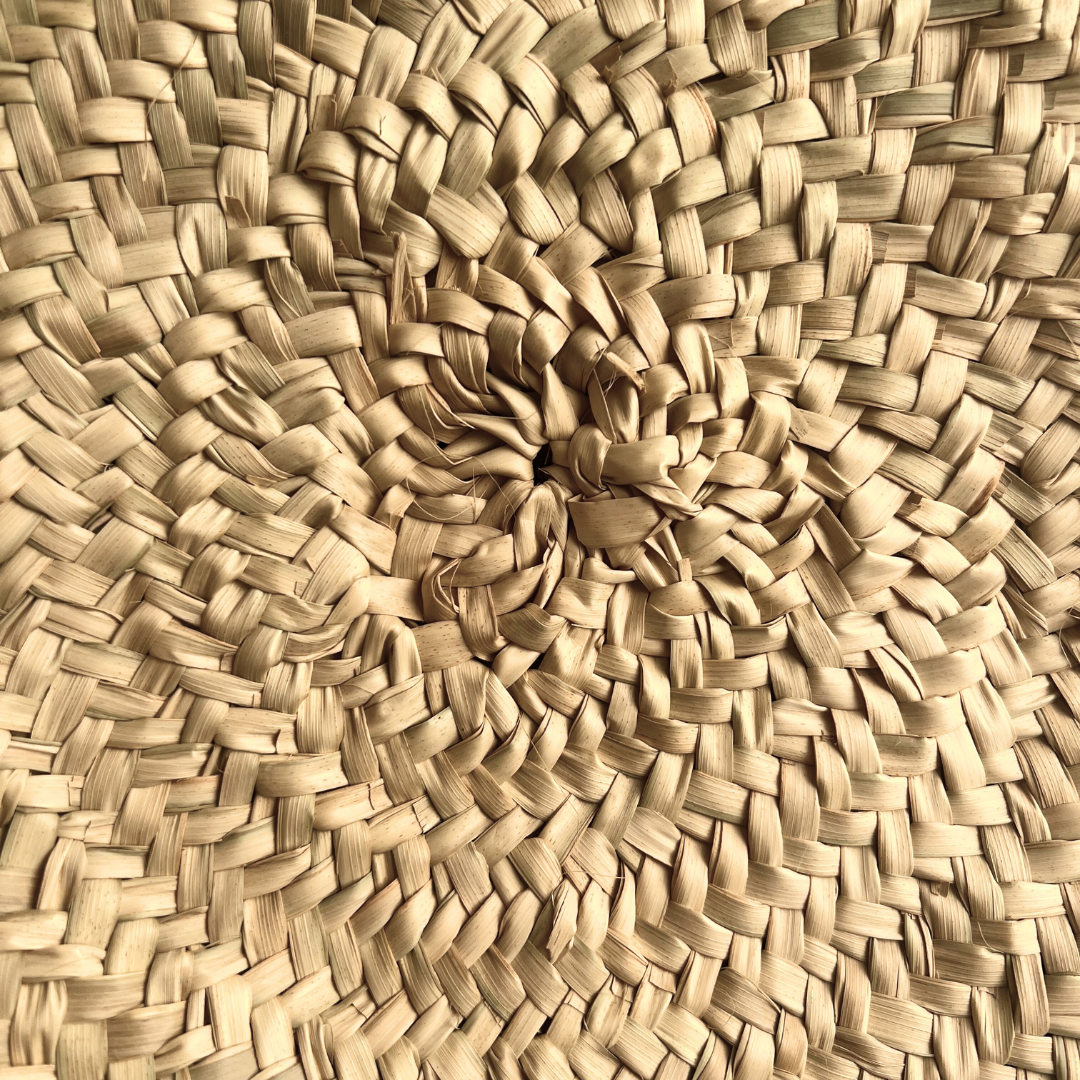 Woven Leather Trimmed Circle Purse