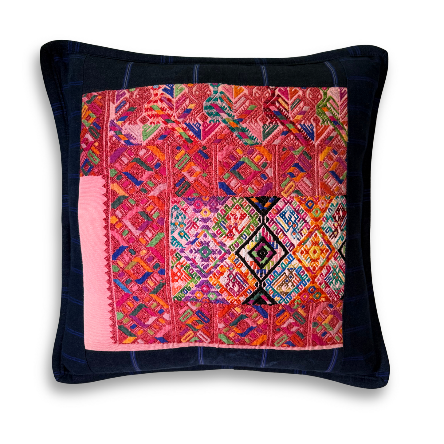 Embroidered Huipil & Handwoven Corte Throw Pillow Cover
