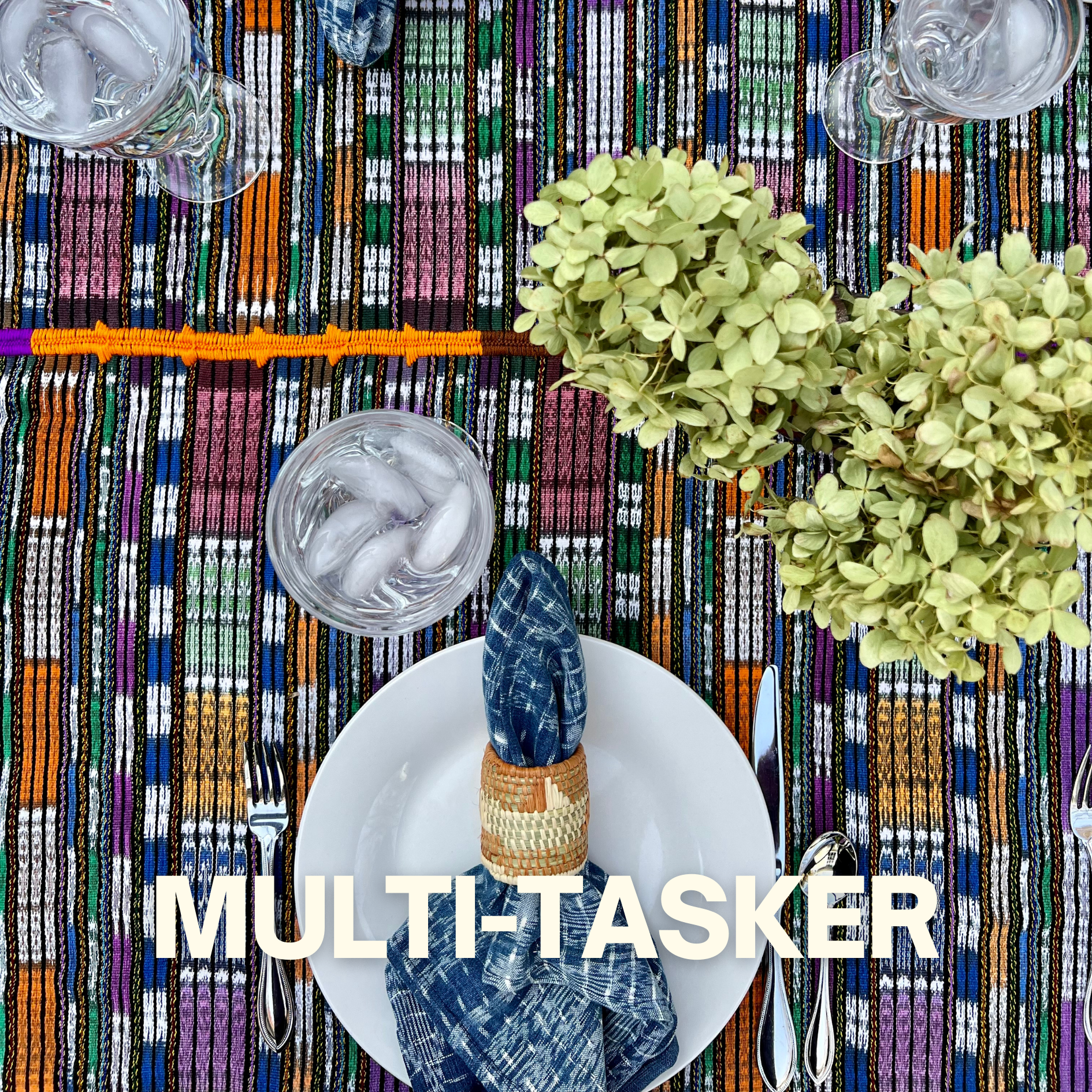 cotton blanket as tablecloth