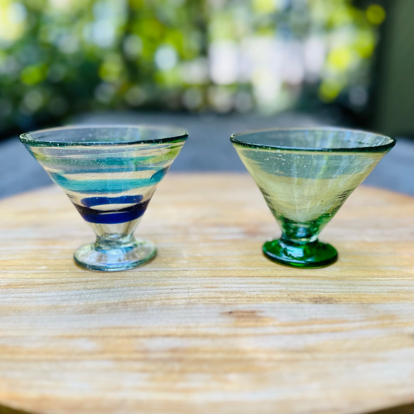 Handblown Striped Martini/Margarita Glasses, Set of 2