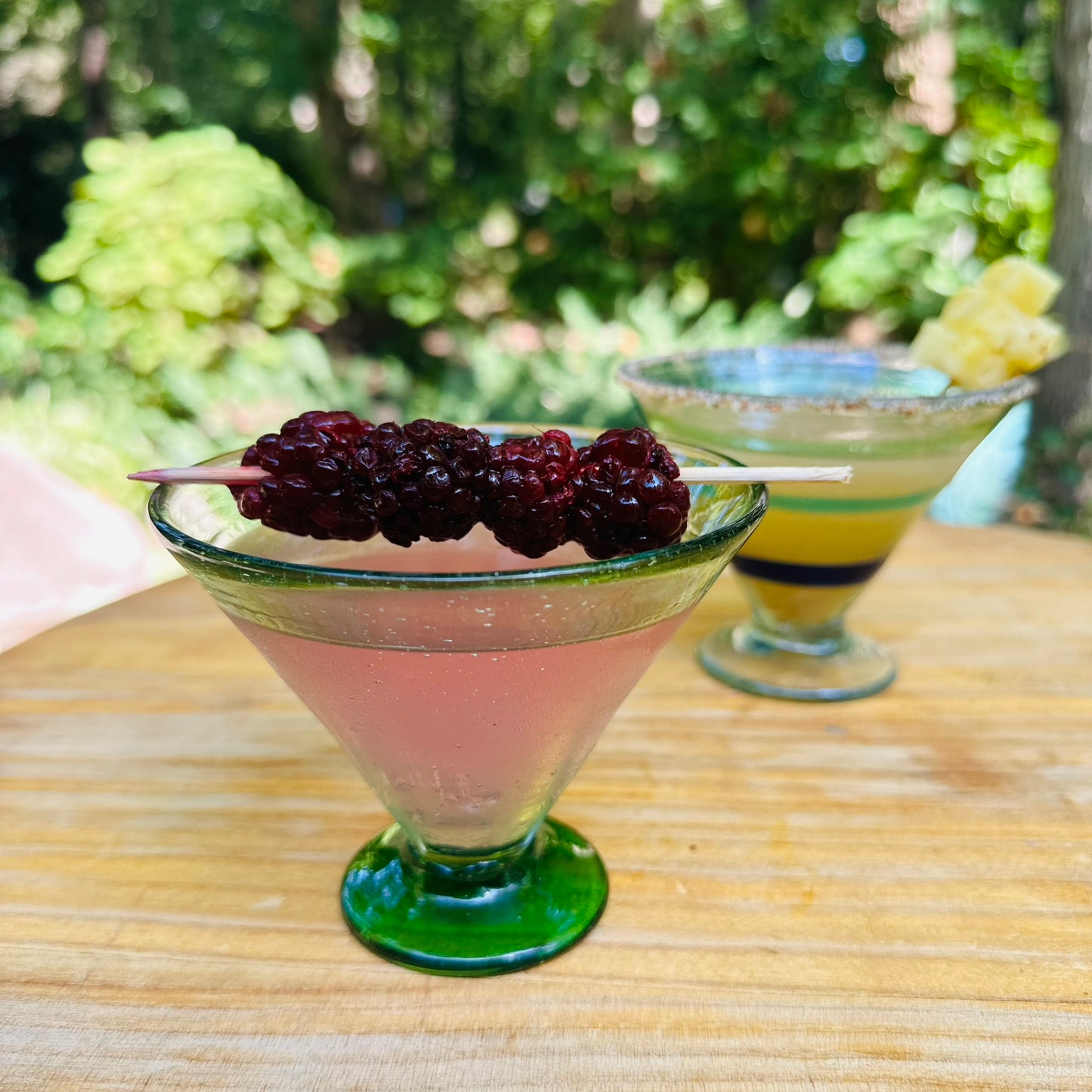 Handblown Green Martini/Margarita Glasses, Set of 2