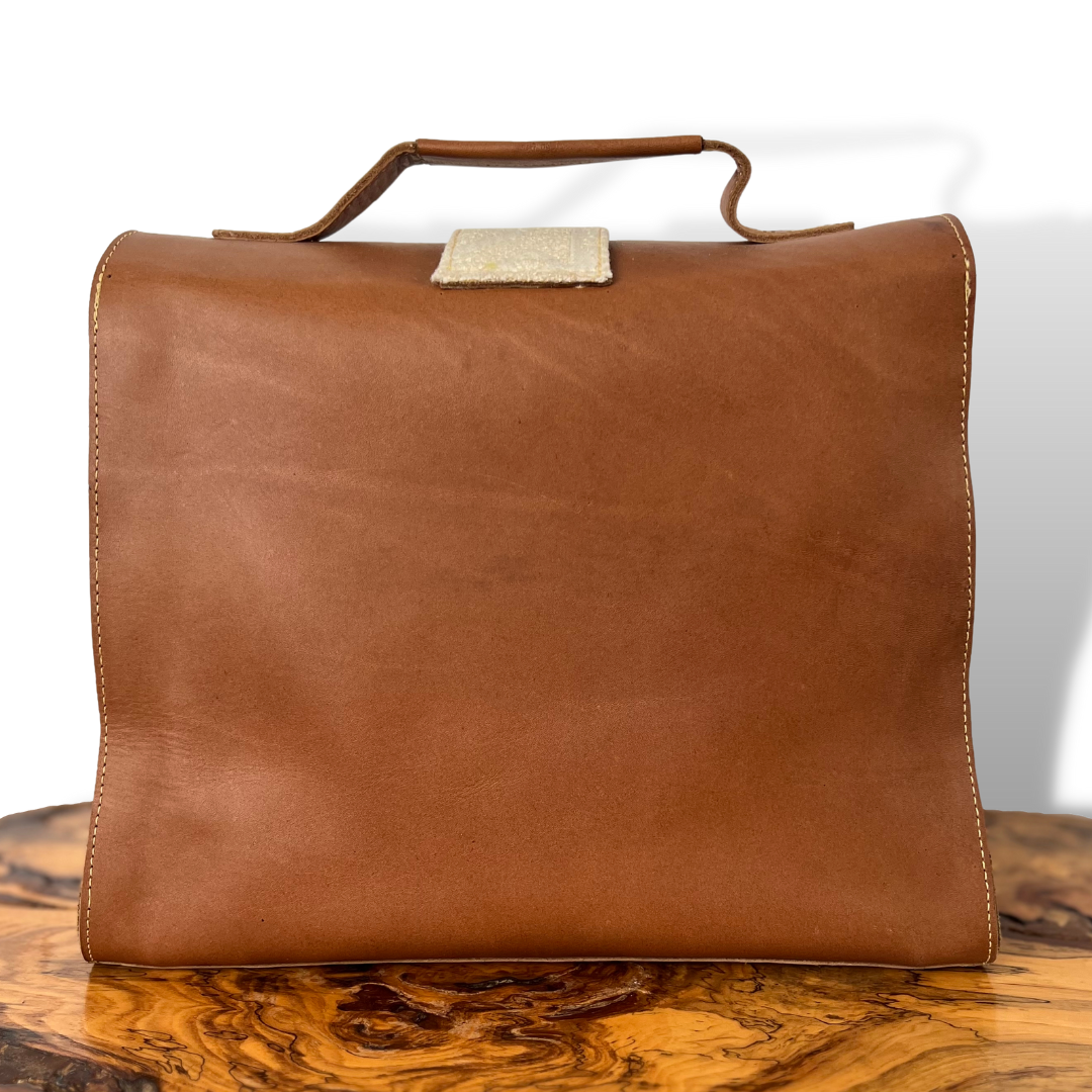 Leather Handbag with Huipil Accent