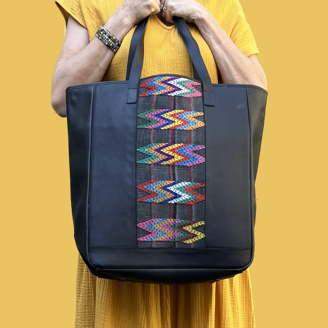 Large Tote with Huipil Accent