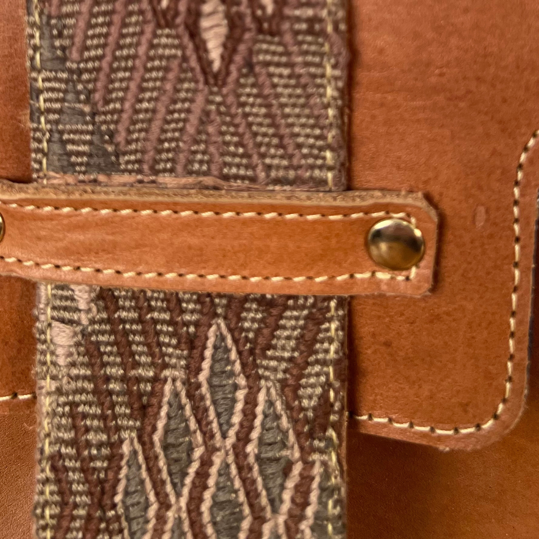 Leather Handbag with Huipil Accent