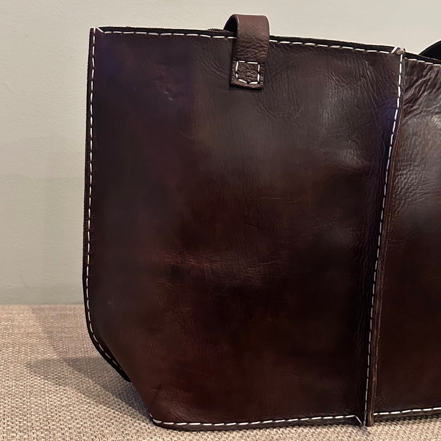 Seamed Leather Tote (Chocolate Brown)
