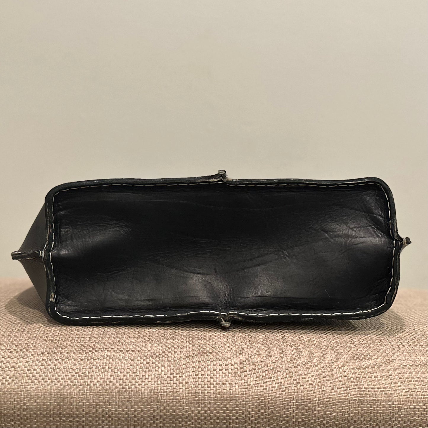 Seamed Leather Tote (Black)