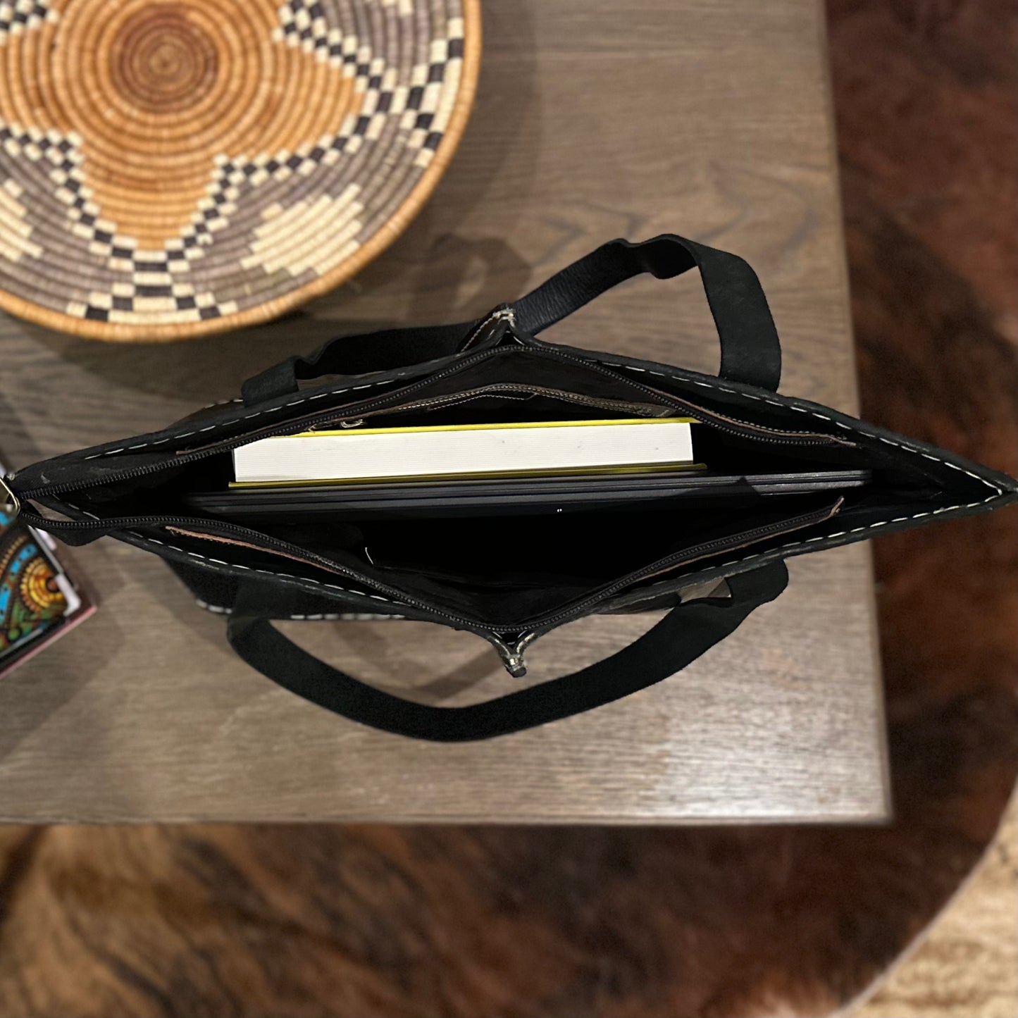 Seamed Leather Tote (Black)