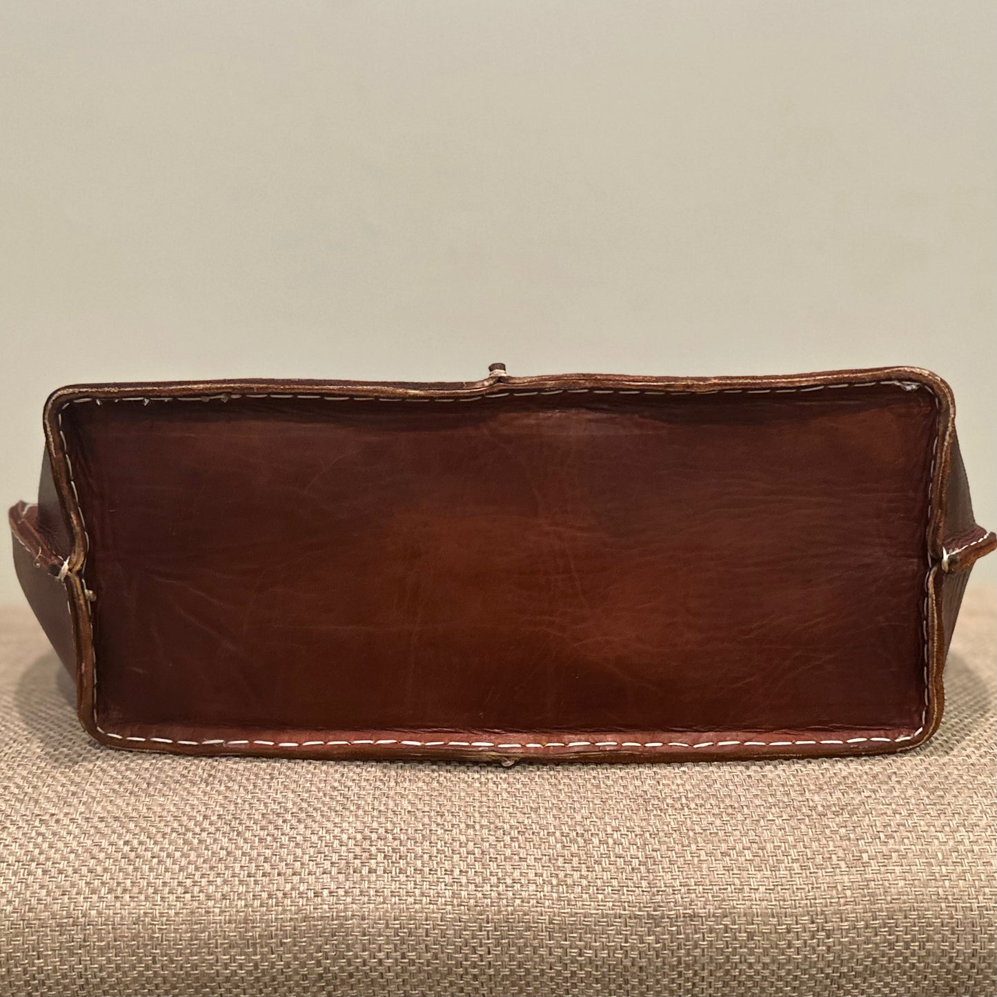 Seamed Leather Tote (Cognac)