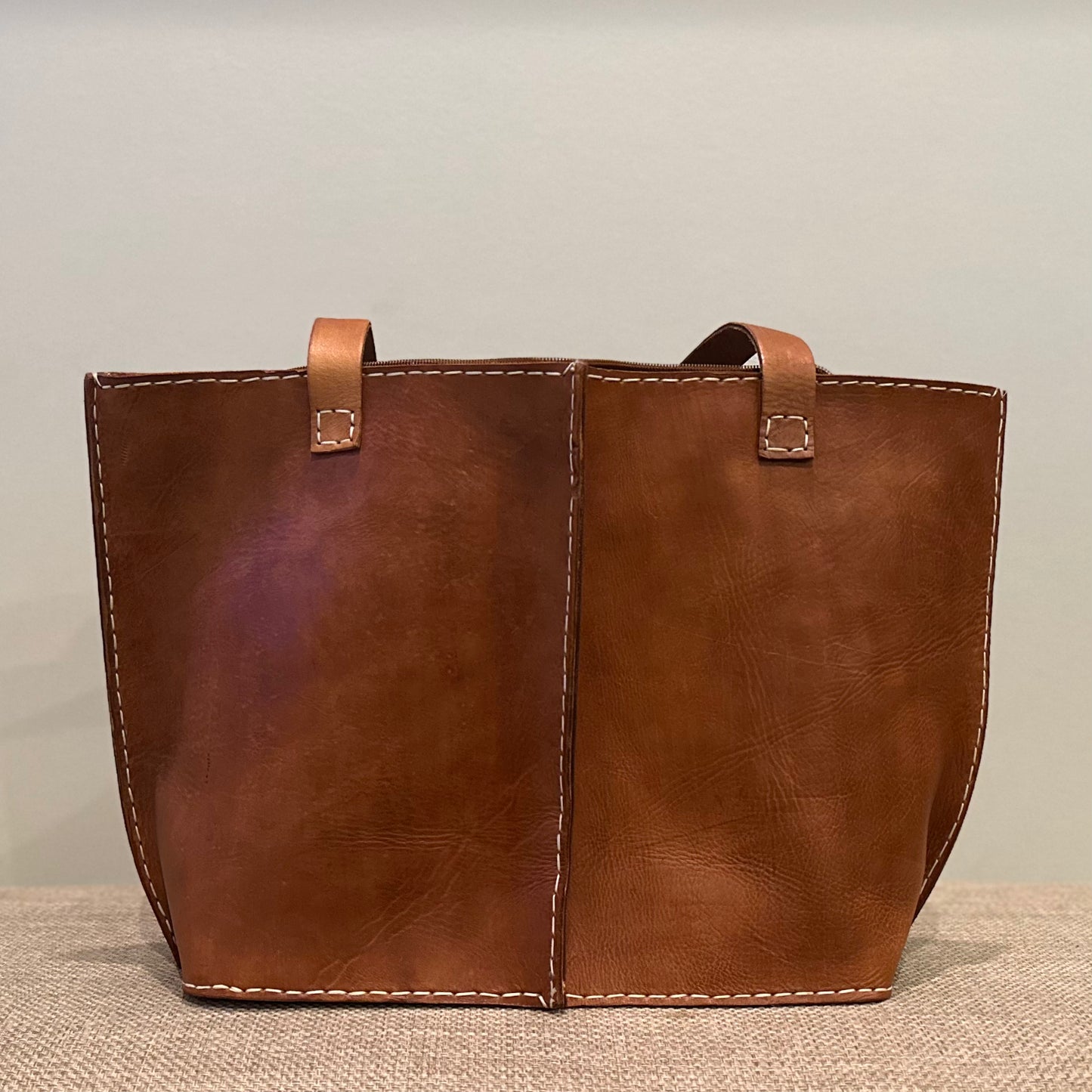 Seamed Leather Tote (Natural)
