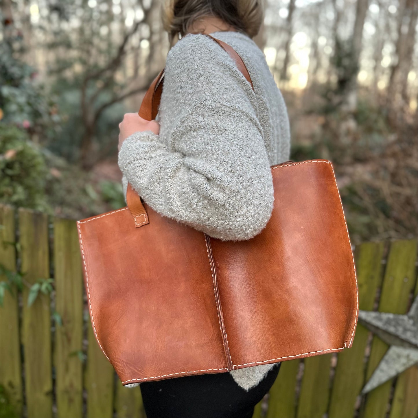 Seamed Leather Tote (Natural)