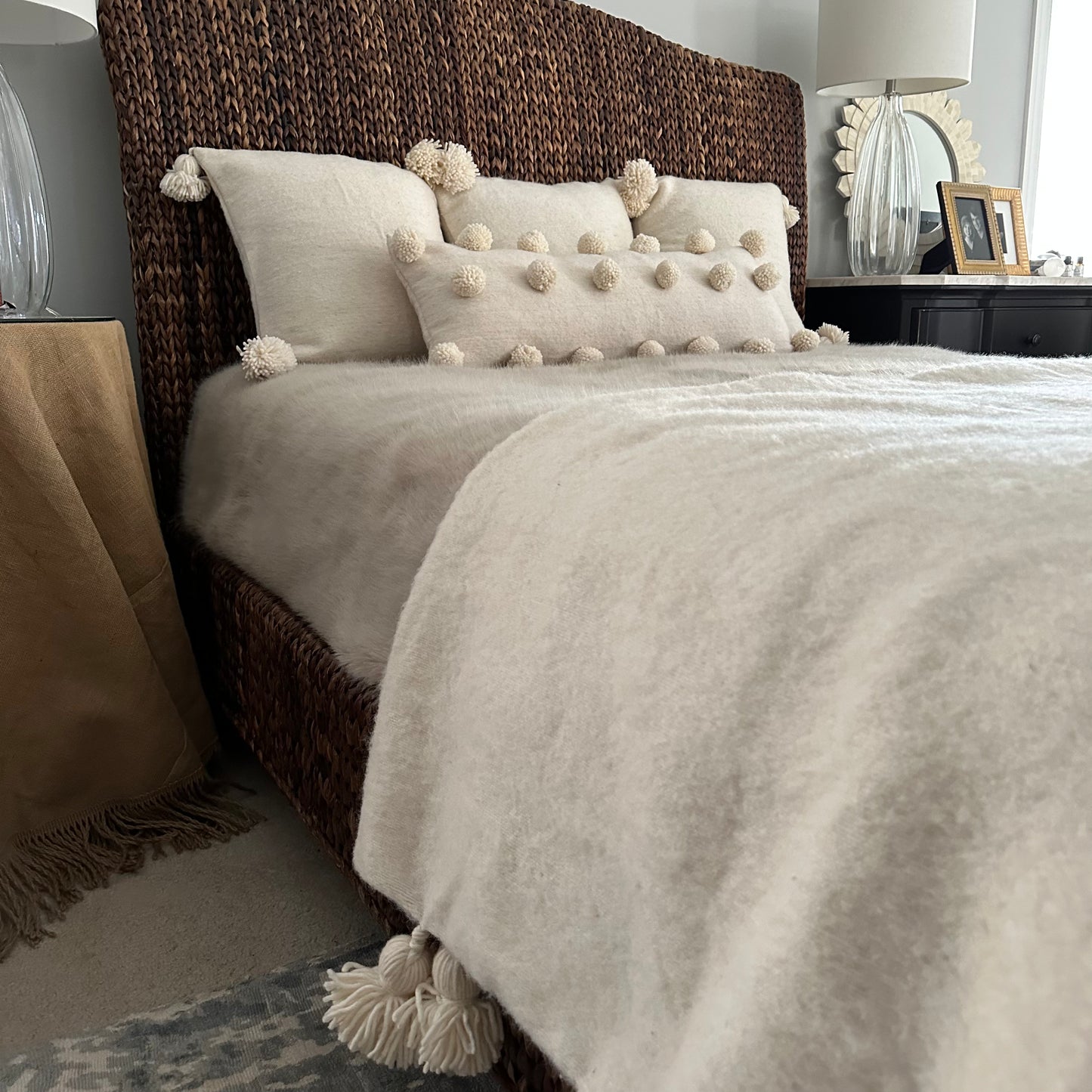 Wool Pom Pom Lumbar Pillow
