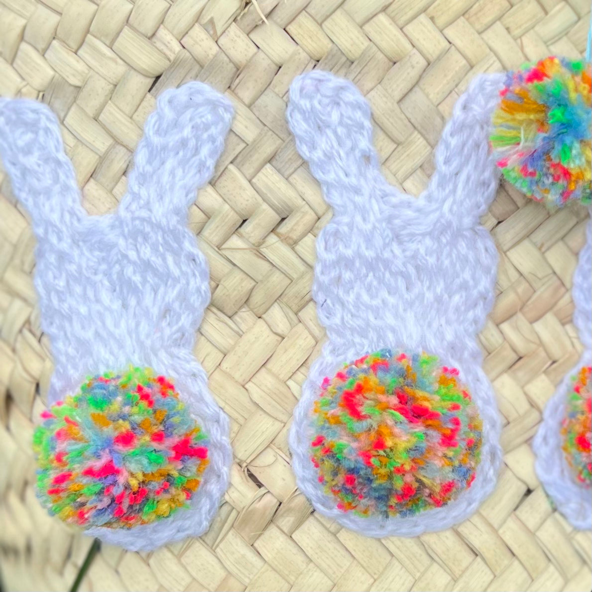 Handwoven Moroccan Easter Basket with Bunny Embroidery