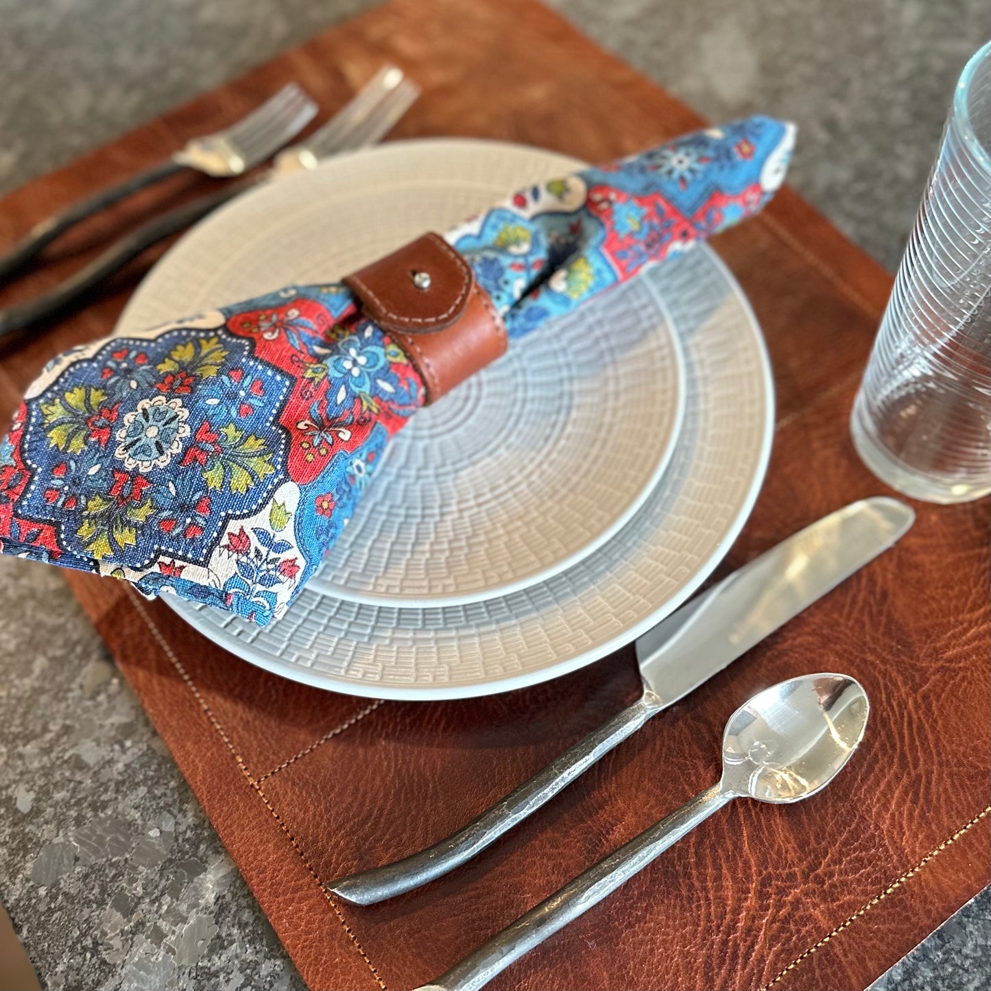 Leather Stud Closure Napkin Rings