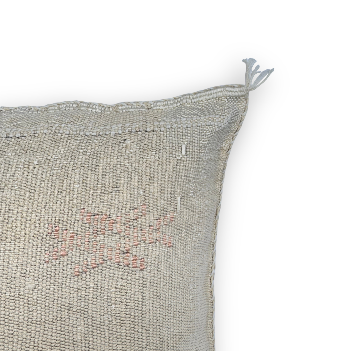 Cream Sabra Cactus Silk Kilim Pillow Cover | Handwoven Moroccan Home Decor