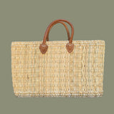 Structured Moroccan Market Basket Tote with Leather Handles