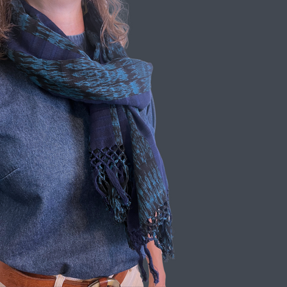 Blue Handwoven Cotton Scarf