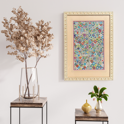 Handwoven Mayan Textile in Vintage Frame