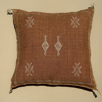 Muted Terra Cotta Cactus Silk Kilim Pillow