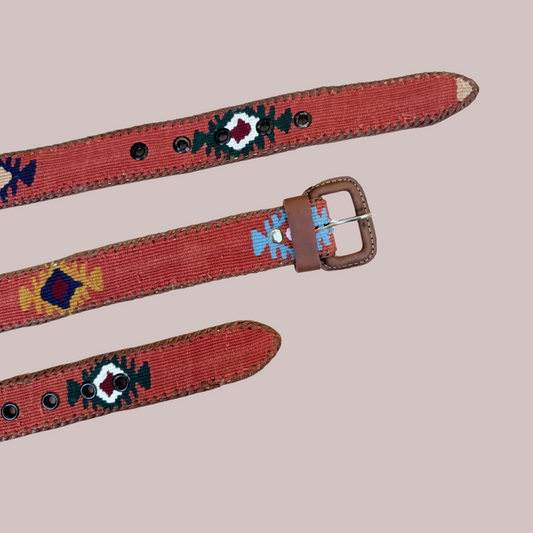 Burnt Orange Handwoven Guatemalan Whip-Stitched Belt