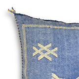 Blue Sabra Cactus Silk Kilim Pillow Cover | Handwoven Moroccan Home Decor