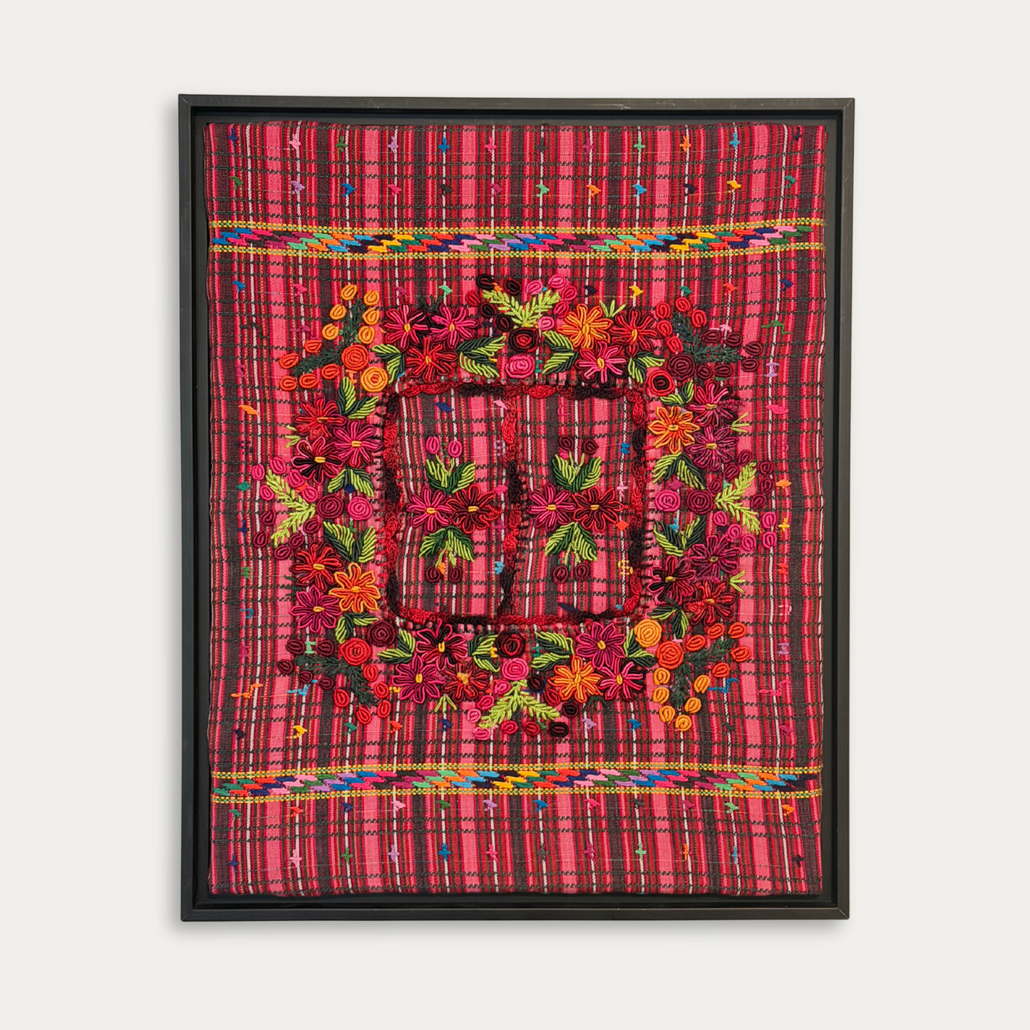 Stretched and Framed Handwoven Textile (Black Frame)