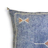Blue Sabra Cactus Silk Kilim Pillow Cover | Handwoven Moroccan Home Decor