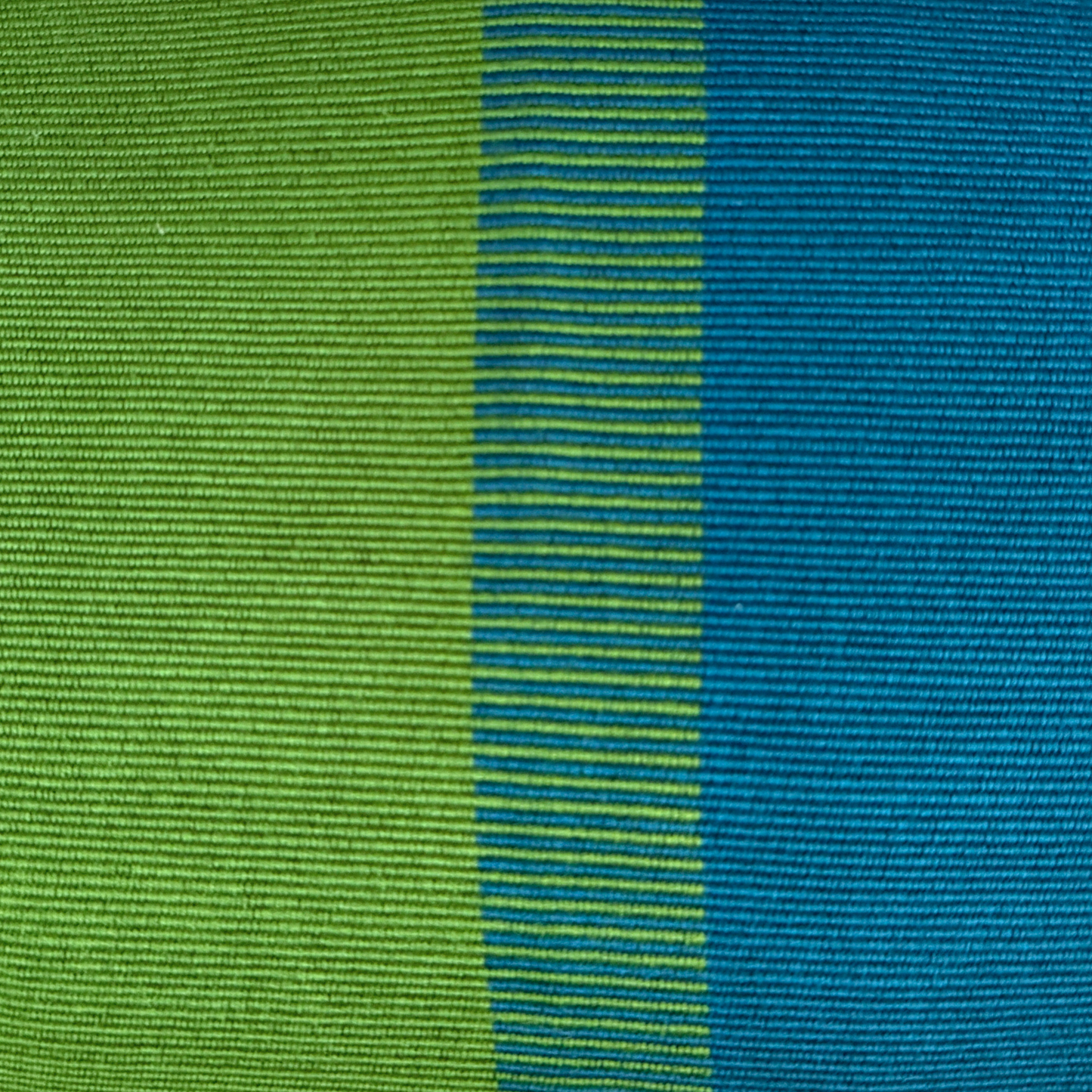 Handwoven Color Block & Hemp Pillow - Blue & Green