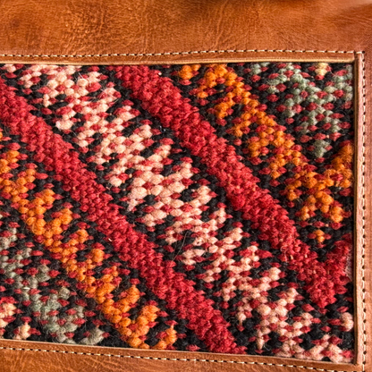 Leather & Kilim Crossbody Bag – Handmade in Morocco from Full-Grain Vegetable-Tanned Leather