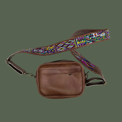 Leather Crossbody with Handwoven Strap