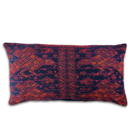 Embroidered Huipil & Handwoven Corte Throw Pillow Cover