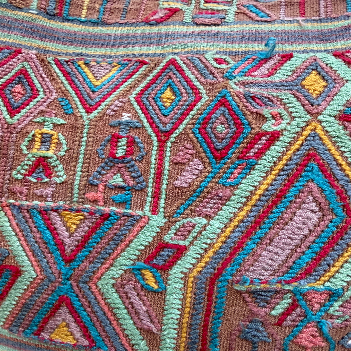 Huipil Bucket Bag - Handcrafted Vintage Mayan Textile & Leather Tote