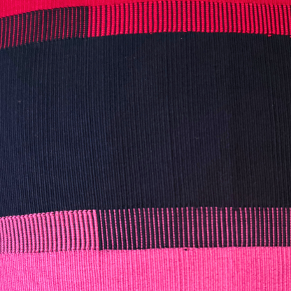 Handwoven Color Block & Hemp Pillow - Navy & Pink
