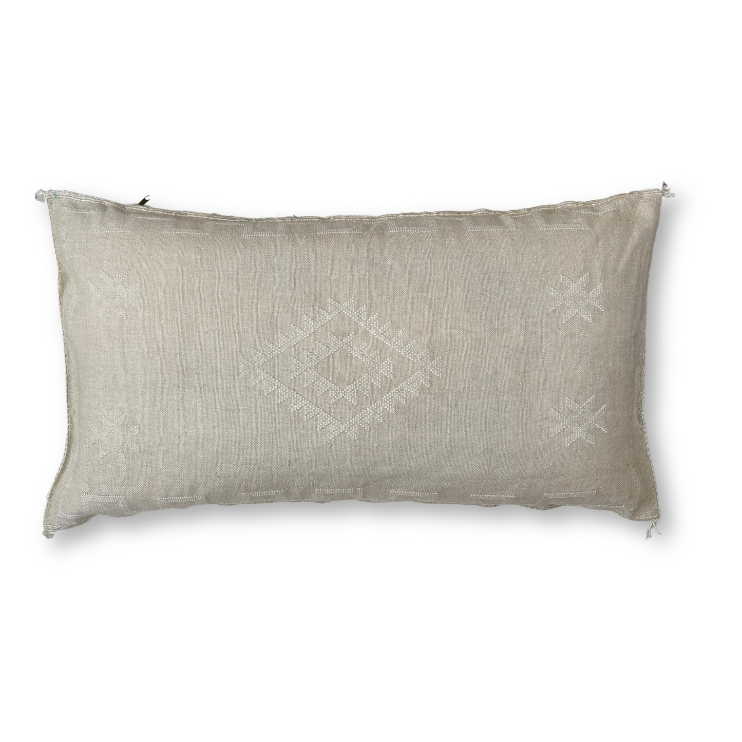 Ivory Large Sabra Cactus Silk Lumbar Pillow | Handwoven in Morocco