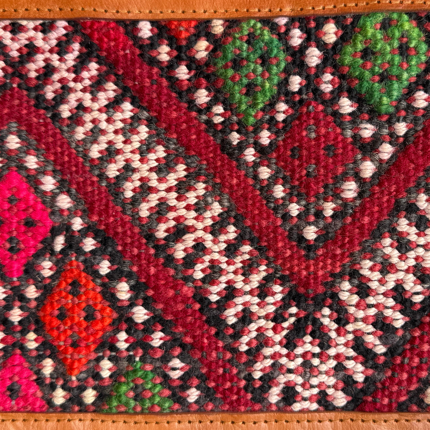 Leather & Kilim Crossbody Bag – Handmade in Morocco from Full-Grain Vegetable-Tanned Leather