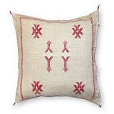 Ivory Sabra Cactus Silk Kilim Pillow Cover | Handwoven Moroccan Home Decor